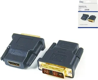 Produktbild von DINIC Adapter HDMI auf DVI Stecker, vergoldete Kontakte, Schwarz