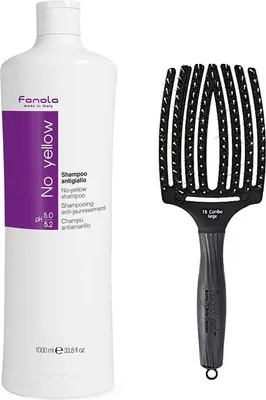 Produktbild von Fanola No Yellow Shampoo 1000ml + Olivia Garden Finger Brush Large
