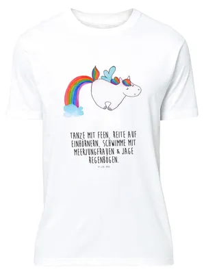 Produktbild von Mr. & Mrs. Panda Tshirt Einhorn Fliegendes Pferd - Weiß - Geschenk, T-Shirt, Realität, Unicorn, Spielen, Regenbogen, S, Jersey-Shirt, Glitzer, oberteil, mit Spruch