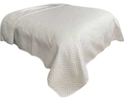 Produktbild von Tagesdecke Bettüberwurf 220x240 cm Weiß Unifarben wattiert gesteppt wellenförmig