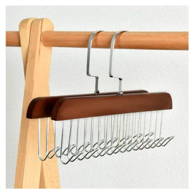 Produktbild von Multifunktionale Kleiderbügel 2 Stück mit 8 Haken in Vintage-Farbton, platzsparend für das Ordnungssystem im Schrank zum Aufhängen von Krawatten, Schals und Unterwäsche