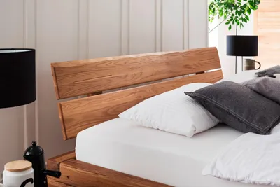 Produktbild von Balkenbett Monaco Doppelbett 180x200 Wildeiche Natur Geölt