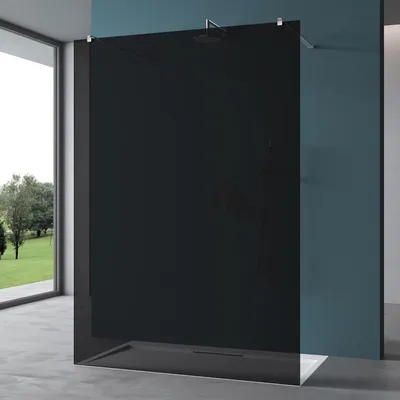 Produktbild von Mai & Mai Duschwand Duschabtrennung 2 Haltestange für Walk-In Dusche 130cm 10mm Grauglas ESG-Sicherheitsglas mit Nanobeschichtung Bremen02VG+2