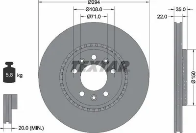 Produktbild von 2x TEXTAR Bremsscheibe 92287103 für OPEL Zafira Life (K0) Vivaro C Combi (K0)