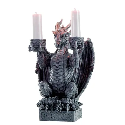Produktbild von Schwarzer Drache als Kerzenhalter für 2 Kerzen
