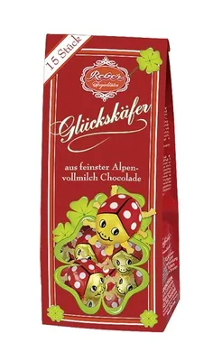 Produktbild von Reber Chocolade Glückskäfer aus feinster Alpenmilch-Schokolade 105g