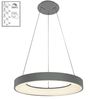 Produktbild von LED Pendelleuchte GENTIS 50W, 4000K, grau, Ø: 60 H: 120 cm, 4-stufig dimmbar