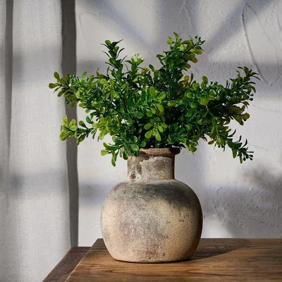 Immagine prodotto di Vaso in Vetroceramica Unyqoos® da 15,2 cm, grigio - vaso decorativo elegante con aspetto antico, ideale per interni in stile boho e rustico, largo 14,2 cm