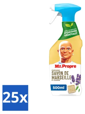 Produktbild von 25 x Mr. Proper Allesreiniger Spray - Marseille Seife und Lavendel - 500 ml - Vorteilspackung - 25 Stücke