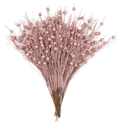 Produktbild von Set aus 20 dekorativen weihnachtlichen Glitzerzweigen Rosa 45 cm