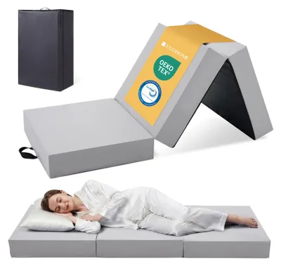 Productafbeelding van EGOHOME Opvouwbare matras, 195x80x15 cm, 3-delige gastenmatras met bamboe-memoryfoam