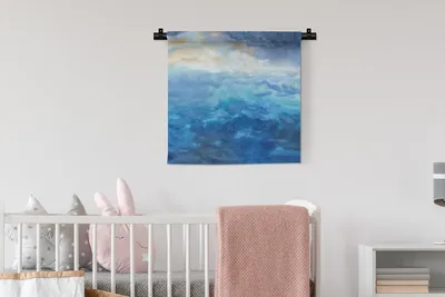 Produktbild von MuchoWow® Wandteppich Wandbehang Meer - Wasserfarben 60x60 cm Tapisserie Dekoration Wandtuch - Dekorationen - Wand Decke