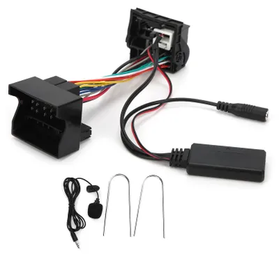 Obrázek produktu pro 12pinový kabel Bluetooth aux-in stereo audio adaptér s adaptérem mikrofonu pro Peugeot 207 307 407 308