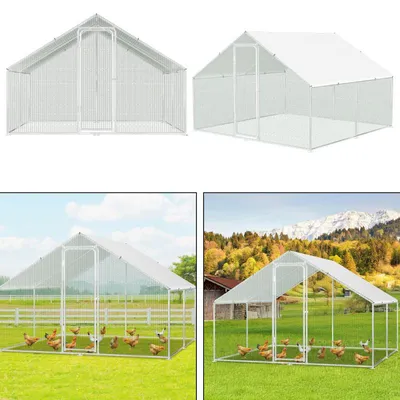 Produktbild von 3x3x2mHühnerstall 3x3x2m Hühnerhaus Freilaufgehege Tiergehege Tierlaufstall mit PE-Schattendach, verzinkter Stahlrahmen für Hühner Geflügel Faziango