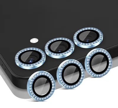 Produktbild von Kamera Linsenschutz Glas Set mit Schmucksteinen für Samsung Galaxy S25 Schutzglas Camera Linse Schutz Panzerfolie 9H Sierra Blau