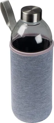 Produktbild von Trinkflasche aus Glas mit Neoprensleeve / 1000ml / Neoprenfarbe: grau