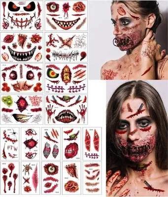 Zdjęcie produktu dla Wodoodporne tatuaże na twarz na Halloween dla dorosłych