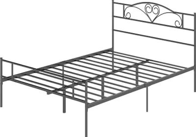 Produktbild von Bettgestell, Metall, Kopfteil, Belastbar bis 300 kg, 145 x 211 x 106 cm, Schwarz