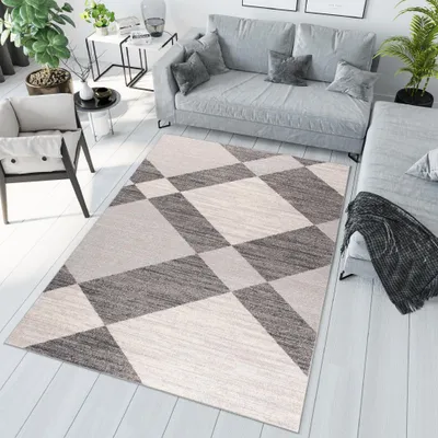 Immagine prodotto di Tappeto soggiorno camera da letto a pelo corto moderno design screziato grigio crema ÖKOTEX 240 x 330 cm