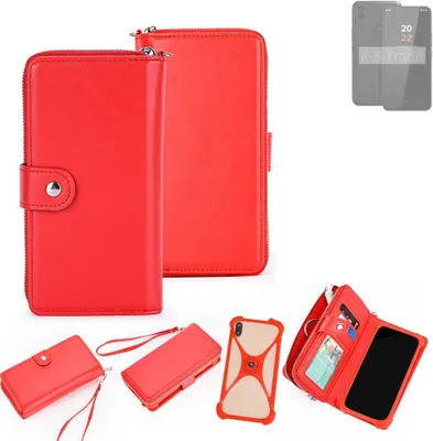 Produktbild von K-S-Trade 2in1 Schutzhülle Portemonnee Handyhülle mit Bumper kompatibel mit Volla Phone 22 Hülle Case Etui Geldbörse Smartphone rot (1x)