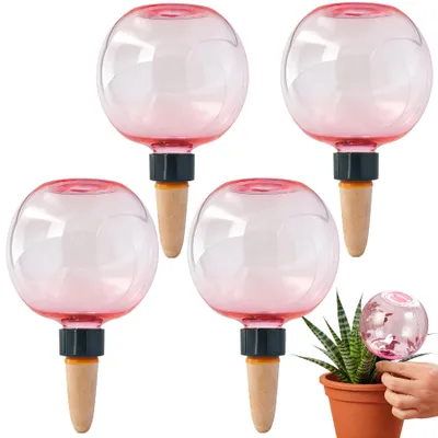 4er-Set Bewässerungskugeln 500 ml, selbstbewässernd, rosa