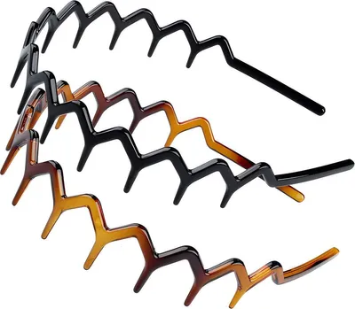 Produktbild von Haarband Damen - Diadem - Zickzack Haarband - Geeignet zum Laufen - Haaraccessoires - Schwarz und Braun - 2 Stück