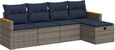 Zdjęcie produktu dla vidaXL 5-częściowa sofa ogrodowa z poduszkami z szarego polirattanu