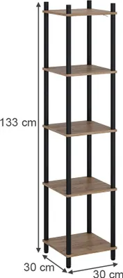 Produktbild von Eckregal Vicco Bivio Goldkraft Eiche/Anthrazit 30 x 133 cm 5 Ablageflächen, Model 57482