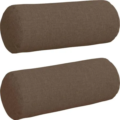 Image de vidaXL Coussin d'assise 2 pièces brun Ø 15 x 40 cm Tissu