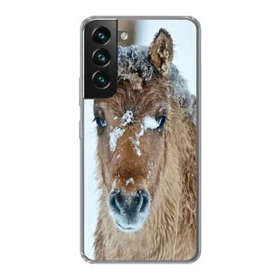 Produktbild von MuchoWow® Handyhülle Schutzhülle Hülle für Samsung Galaxy S22 Junges Fjordpferd mit Schnee bedeckt Silikon Softcase Handy Hülle - Mobiltelefonhülle