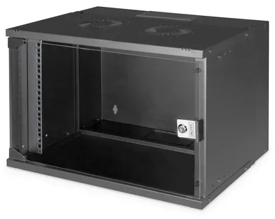 Obrázok produktu pre Digitus DN-49203, Nástenný regál, 7U, 60 kg, Zámok, Koľajnice racku, Vylepšená správa káblov
