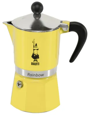 Produktbild von Bialetti Rainbow, Mokka-Kanne, Schwarz, Gelb, Aluminium, 3 Tassen, Rainbow, CE