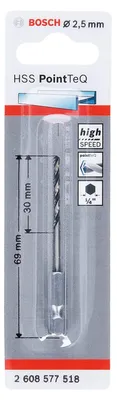 Obrázek produktu pro Šestihranný vrták HSS PointTeQ 2,5 mm