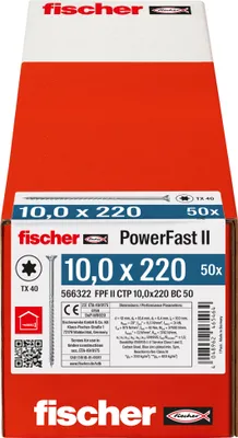Produktbild von Fischer 566322, Schraube, Verzinkter Stahl, Holz, Zink, Teilgewinde, Senkkopf