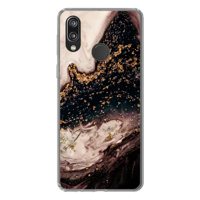 Produktbild von MuchoWow® Handyhülle Schutzhülle Hülle für Huawei P20 Lite (2020) Naturstein - Gold - Schwarz Silikon Softcase Handy Hülle - Kartenhalter
