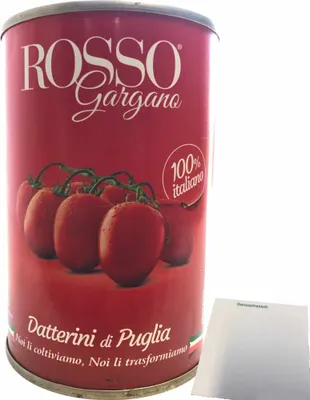 Produktbild von Rosso Gargano Datterini di Puglia Datterini-Tomaten (400g Dose) + usy Block