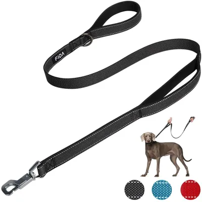 Immagine prodotto di Guinzaglio per cani, robusto, con doppio manico, 1,2 metri, colore nero