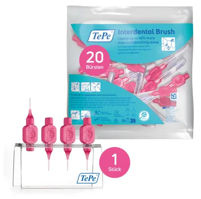 Produktbild von 20-Pack TePe Interdentalbürsten Original und 1 Badezimmerständer, Zahnzwischenraumpflege