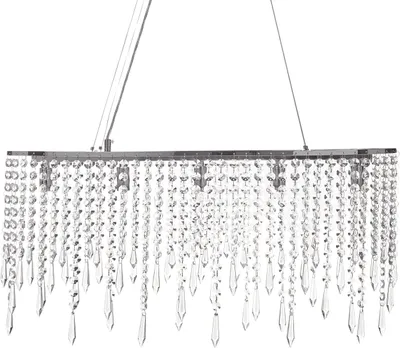Produktbild von BELIANI Kronleuchter Silber Eisen Chrom Finish mit Kristallen Beleuchtung Wohnzimmer Esszimmer glamourösen Stil