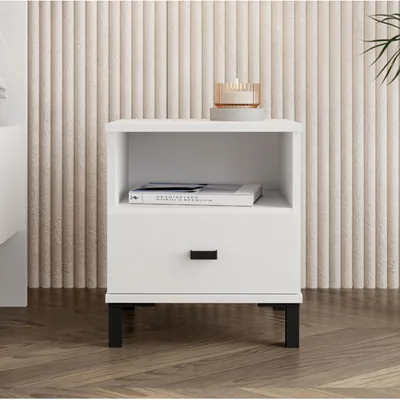 Immagine prodotto di Ghadam - Comodino, 39x35x45h cm Bianco Opaco, un Cassetto