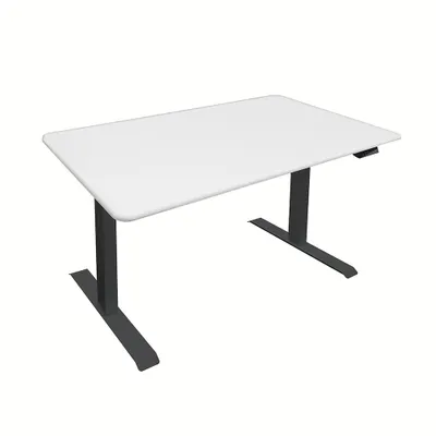 Produktbild von HOME DELUXE - Höhenverstellbarer Schreibtisch LUMINA - Gestell: Schwarz, Platte: Weiß, Maße: 120 x 60 cm, Kohlenstoffstahl, inkl. USB Stecker und Aufbewahrungstasche I Arbeitsplatz Bürotisch