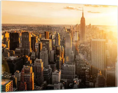 Produktbild von Bilder auf glas - New York Wolkenkratzer Manhattan - 120x80cm - Glasbilder - Wandbilder - Kunstdruck - zum Aufhängen bereit - Wanddekoration aus Glas - Glas Bilder - Wandbild auf Glas - GAA120x80-2672
