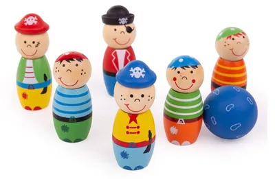 Obrázek produktu pro Bigjigs Toys Dřevěné kuželky Piráti