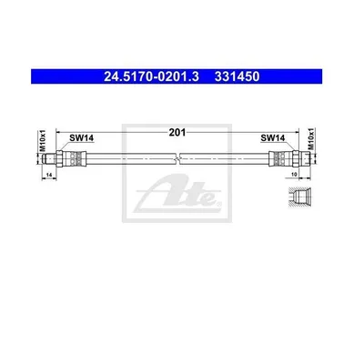 Produktbild von ATE Bremsschlauch hinten für BMW 2500 3er 5er 6er 7er 8er Z1 Z3