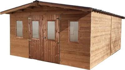 Image de Abri Thermabri Double Pente 24,30 m² – Bois Thermochauffé – Bac Acier – Sans Plancher