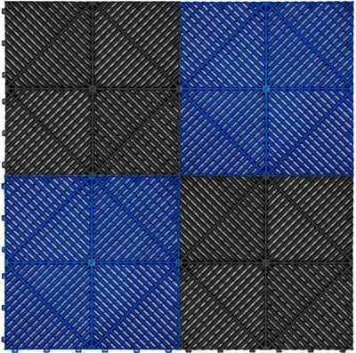 Produktbild von Belüftete ineinandergreifende Bodenfliesen mit Kanten, 120 Schwarz und 120 Blau