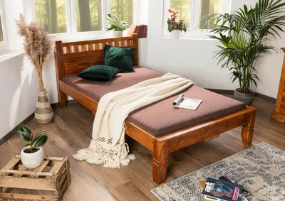 Produktbild von MASSIVMOEBEL24 Bett Akazie 140x200x90 honig lackiert OXFORD #221
