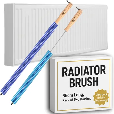 Produktbild von Famanu Radiatorbürste mit Holzgriff - Set von 2, 65 cm lang, flexibel und multifunktional