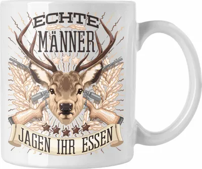 Produktbild von Trendation - Jäger Jagen Ihr Essen Tasse Geschenk für Jäger Becher Männer Spruch Jagd Jagen (Weiß)