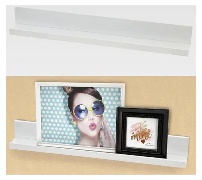 Produktbild von Bilderleiste für die Wand │ 58 cm MDF weiß │ Wandregal für Postkarten und Bilder